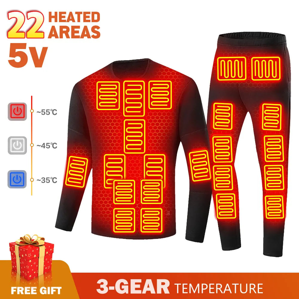 Heated Underwear Winter Heating Jacket Motorcycle Thermal Underwear Men Heating Thermal Underwear USB Electric Heated Clothes