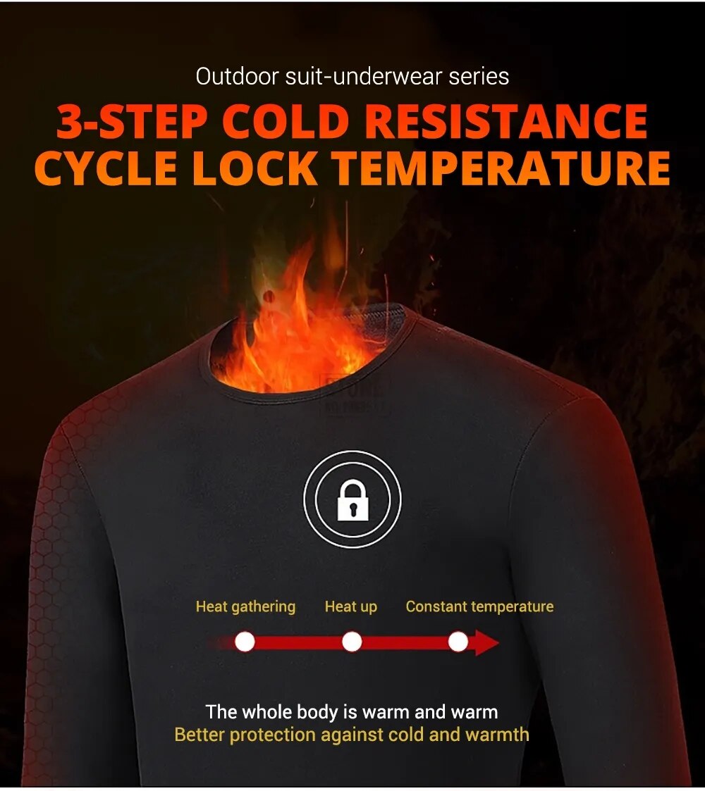 Heated Underwear Winter Heating Jacket Motorcycle Thermal Underwear Men Heating Thermal Underwear USB Electric Heated Clothes